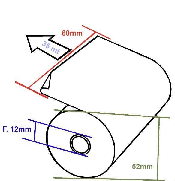 Rotoli In Carta Termica Per Registratori Di Cassa Misura 60x35x12